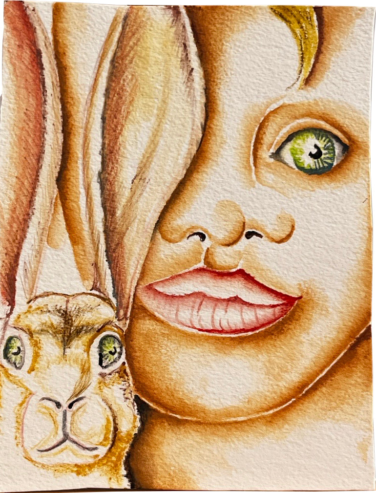 Vrouw met haas links