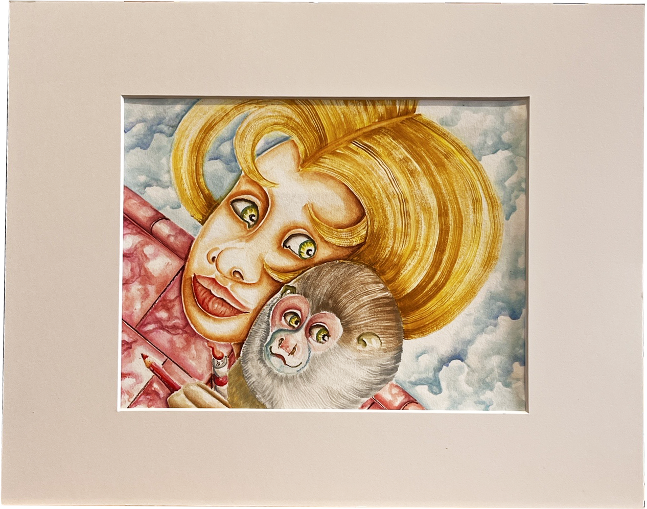 Vrouw en de aap rechts